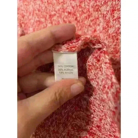 J. Jill Women L Red Pink Heathered Front Pocket Cotton Blend Sweater Lagenlook - Picture 3 of 9